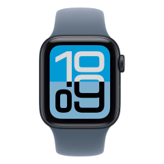 Apple Watch SE 3 (2025), 40 мм корпус из алюминия цвета «Midnight», ремешок Sport Band размера S/M цвета «Anchor Blue»