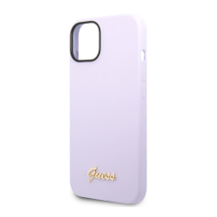 Чехол Guess для iPhone 14 CG Mobile Liquid silicone Gold metal logo Hard (GUHCP14SSLSMU) Сиреневый
