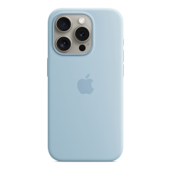 Чехол Silicone Case для Apple iPhone 15 Pro с MagSafe Light Blue, нежно голубой