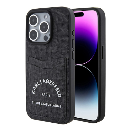 Чехол Karl Lagerfeld для iPhone 15 Pro Max Cardslot PU Saffiano RSG 3D rubber logo Hard (KLHCP15XSAPRSGK) Черный купить в Донецке ДНР
