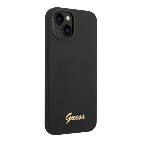 Чехол Guess для iPhone 14 Liquid Silicone Gold Metal logo (GUHCP14SSLSMK) Черный купить в Донецке ДНР