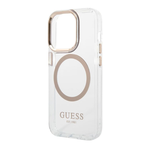 Чехол Guess для iPhone 15 Pro с MagSafe PC/TPU Metal outline Hard (GUHMP15LHTRMD) Transparent/Gold Прозрачный купить в Донецке ДНР
