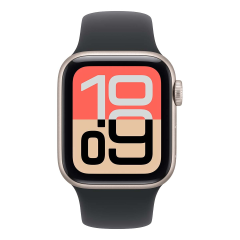 Apple Watch SE 3 (2025), 40 мм корпус из алюминия цвета «Starlight», ремешок Sport Band размера S/M цвета «Midnight»