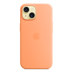 Чехол Silicone Case для Apple iPhone 15 с MagSafe  Orange Sorbet, оранжевый