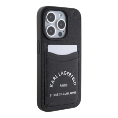 Чехол Karl Lagerfeld для iPhone 15 Pro Max Cardslot PU Saffiano RSG 3D rubber logo Hard (KLHCP15XSAPRSGK) Черный