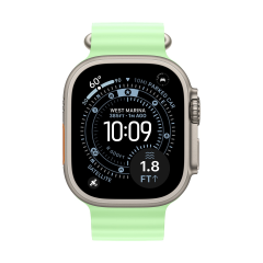Apple Watch Ultra 3 (2025), 49 мм корпус из титана цвета «Natural», ремешок Ocean Band цвета «Neon Green»