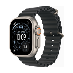 Apple Watch Ultra 3 (2025), 49 мм корпус из титана цвета «Natural», ремешок Ocean Band цвета «Black»