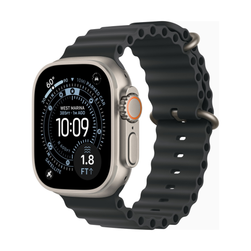 Apple Watch Ultra 3 (2025), 49 мм корпус из титана цвета «Natural», ремешок Ocean Band цвета «Black»