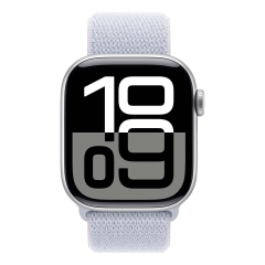 Apple Watch Series 10, 42 мм корпус из алюминия цвета «Silver», ремешок Sport Loop цвета «Blue Cloud»