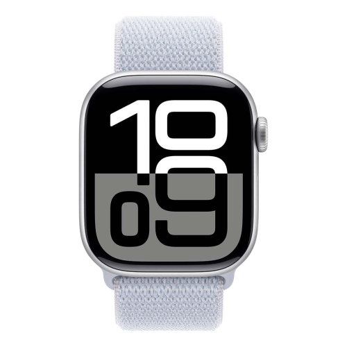 Apple Watch Series 10, 42 мм корпус из алюминия цвета «Silver», ремешок Sport Loop цвета «Blue Cloud»