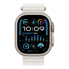 Apple Watch Ultra 2 (2023), 49 мм корпус из титана цвета «Natural», ремешок Ocean Band цвета «White»