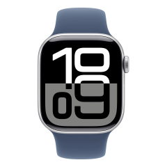 Apple Watch Series 10, 42 мм корпус из алюминия цвета «Silver», ремешок Sport Band размера S/M цвета «Denim»