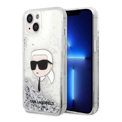 Чехол Karl Lagerfeld для iPhone 15 Liquid Glitter NFT Karl head Hard (KLHCP15SLNKHCH) Серебристый купить в Донецке ДНР