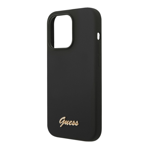 Чехол Guess для iPhone 14 Pro Liquid silicone Gold metal logo Hard (GUHCP14LSLSMK) Черный купить в Донецке ДНР