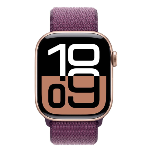 Apple Watch Series 10, 42 мм корпус из алюминия цвета «Rose Gold», ремешок Sport Loop цвета «Plum» купить в Донецке ДНР