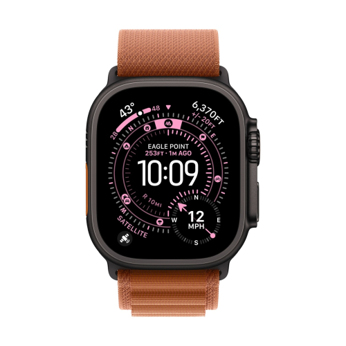 Apple Watch Ultra 3 (2025), 49 мм корпус из титана цвета «Black», ремешок Alpine Loop размера M цвета «Terra Cotta»