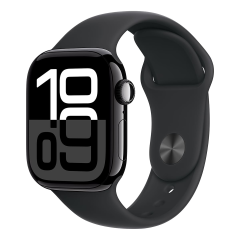 Apple Watch Series 10, 42 мм корпус из алюминия цвета «Jet Black», ремешок Sport Band размера S/M цвета «Black»