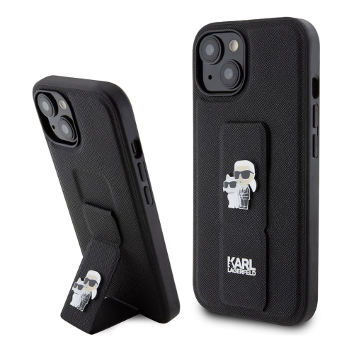 Чехол Karl Lagerfeld для iPhone 15 Karl hc gripstand saffiano kc pins (KLHCP15SGSAKCPK) Черный купить в Донецке ДНР