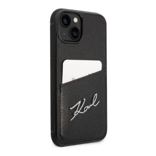 Чехол Karl Lagerfeld для iPhone 14 PU with Cardslot Signature logo Hard (KLHCP14SCSSK) Черный купить в Донецке ДНР