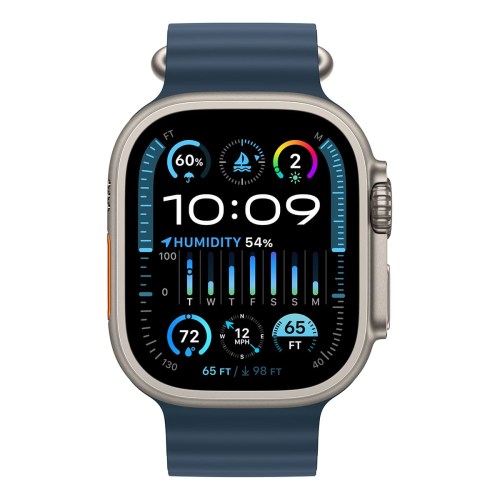 Apple Watch Ultra 2 (2023), 49 мм корпус из титана цвета «Natural», ремешок Ocean Band цвета «Blue»