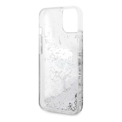 Чехол Karl Lagerfeld для iPhone 15 Liquid Glitter NFT Karl head Hard (KLHCP15SLNKHCH) Серебристый