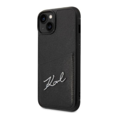Чехол Karl Lagerfeld для iPhone 14 PU with Cardslot Signature logo Hard (KLHCP14SCSSK) Черный