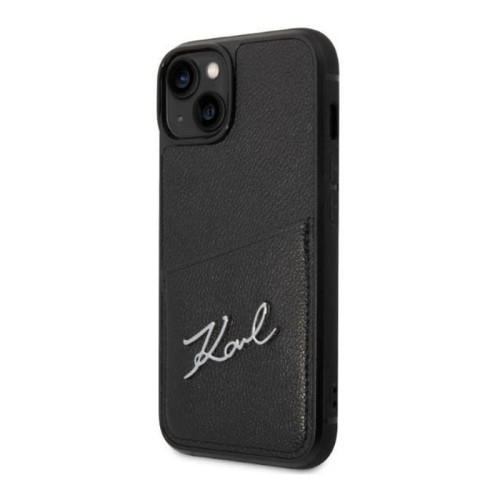 Чехол Karl Lagerfeld для iPhone 14 PU with Cardslot Signature logo Hard (KLHCP14SCSSK) Черный купить в Донецке ДНР