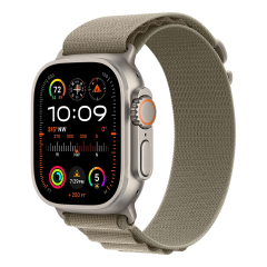 Apple Watch Ultra 2 (2023), 49 мм корпус из титана цвета «Natural», ремешок Alpine Loop размера L цвета «Olive»