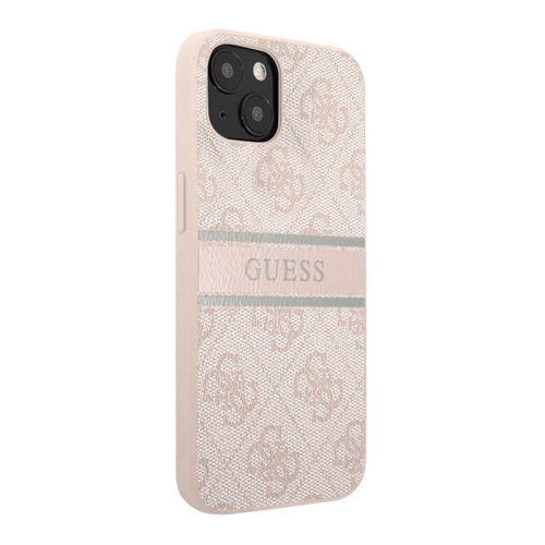 Чехол Guess для iPhone 14 PU 4G Stripe printed logo Hard (GUHCP14S4GDPI) Розовый купить в Донецке ДНР
