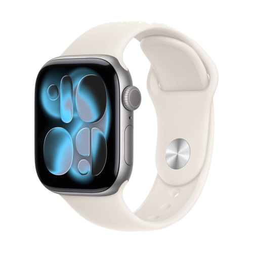 Apple Watch Series 11, 42 мм корпус из алюминия цвета «Space Gray», ремешок Sport Band размера M/L цвета «Light Blush»