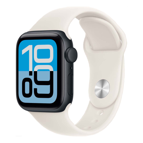 Apple Watch SE 3 (2025), 40 мм корпус из алюминия цвета «Midnight», ремешок Sport Band размера M/L цвета «Starlight»