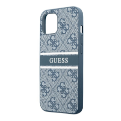 Чехол Guess для iPhone 14 PU 4G Stripe printed logo Hard (GUHCP14S4GDBL) Синий
