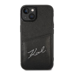 Чехол Karl Lagerfeld для iPhone 14 PU with Cardslot Signature logo Hard (KLHCP14SCSSK) Черный