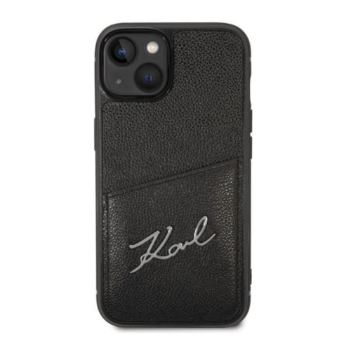 Чехол Karl Lagerfeld для iPhone 14 PU with Cardslot Signature logo Hard (KLHCP14SCSSK) Черный купить в Донецке ДНР