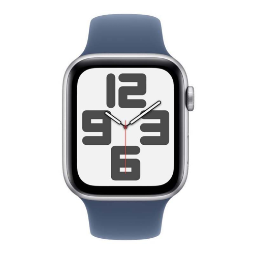 Apple Watch SE (2024), 40 мм корпус из алюминия цвета «Silver», ремешок Sport Band размера S/M цвета «Denim»