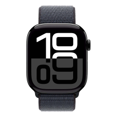 Apple Watch Series 10, 46 мм корпус из алюминия цвета «Jet Black», ремешок Sport Loop цвета «Ink»