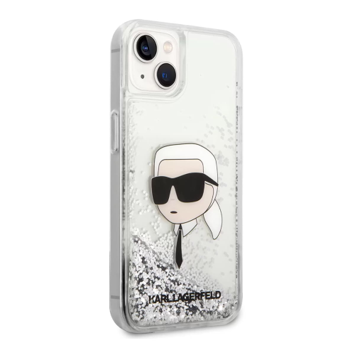 Чехол Karl Lagerfeld для iPhone 15 Liquid Glitter NFT Karl head Hard (KLHCP15SLNKHCH) Серебристый купить в Донецке ДНР