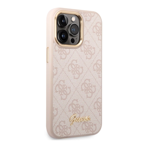 Чехол Guess для iPhone 14 CG Mobile PU 4G Script metal logo Hard (GUHCP14SHG4SHP) Розовый купить в Донецке ДНР