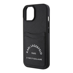 Чехол Karl Lagerfeld для iPhone 15 Cardslot PU Saffiano RSG 3D rubber logo Hard (KLHCP15SSAPRSGK) Черный