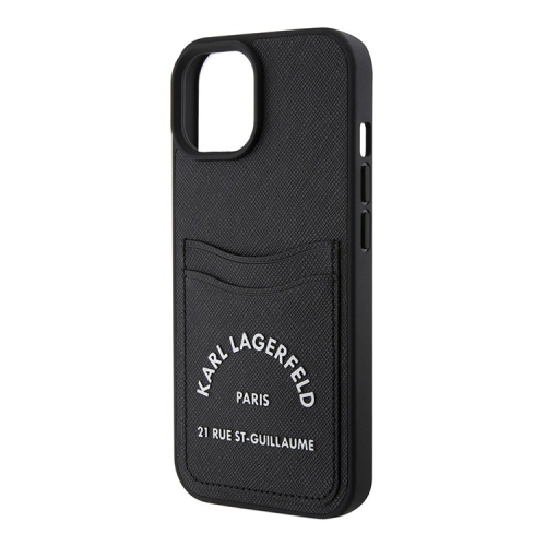 Чехол Karl Lagerfeld для iPhone 15 Cardslot PU Saffiano RSG 3D rubber logo Hard (KLHCP15SSAPRSGK) Черный купить в Донецке ДНР