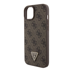 Чехол Guess для iPhone 15 Plus PU 4G Triangle Diamond metal logo Hard (GUHCP15MP4TDPW) Коричневый