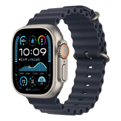Apple Watch Ultra 2 (2024), 49 мм корпус из титана цвета «Natural», ремешок Ocean Band цвета «Navy»