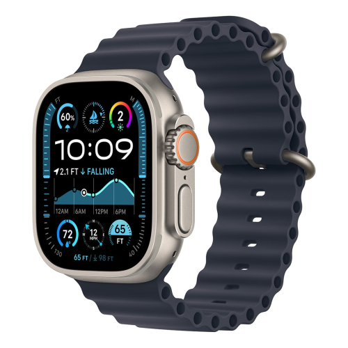 Apple Watch Ultra 2 (2024), 49 мм корпус из титана цвета «Natural», ремешок Ocean Band цвета «Navy»