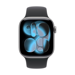 Apple Watch Series 11, 42 мм корпус из алюминия цвета «Space Gray», ремешок Sport Band размера S/M цвета «Black»