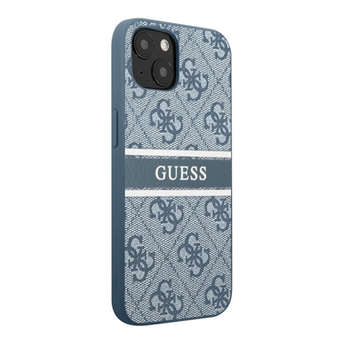 Чехол Guess для iPhone 14 PU 4G Stripe printed logo Hard (GUHCP14S4GDBL) Синий купить в Донецке ДНР