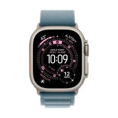 Apple Watch Ultra 3 (2025), 49 мм корпус из титана цвета «Natural», ремешок Alpine Loop размера M цвета «Light Blue»