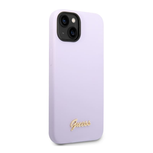 Чехол Guess для iPhone 14 CG Mobile Liquid silicone Gold metal logo Hard (GUHCP14SSLSMU) Сиреневый купить в Донецке ДНР