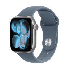 Apple Watch Series 11, 42 мм корпус из алюминия цвета «Space Gray», ремешок Sport Band размера M/L цвета «Anchor Blue»