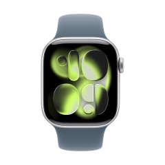 Apple Watch Series 11, 42 мм корпус из алюминия цвета «Silver», ремешок Sport Band размера M/L цвета «Anchor Blue»