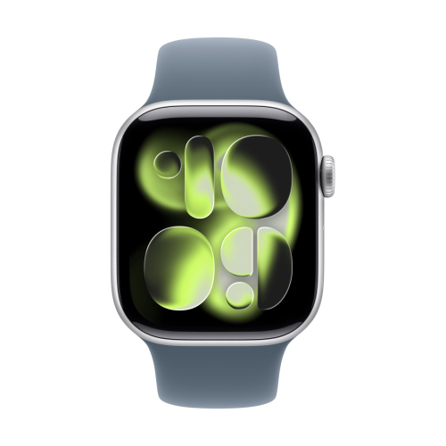 Apple Watch Series 11, 42 мм корпус из алюминия цвета «Silver», ремешок Sport Band размера M/L цвета «Anchor Blue»